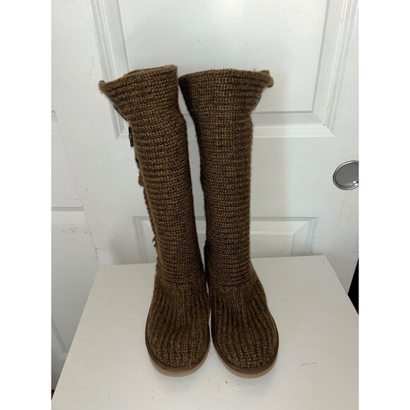 UGG Australia Women’s Classic Y2K Cardy Tall Knit Boots size 7 Sheepskin Lined - Picture 5 of 13